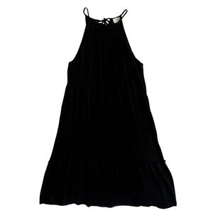 Dee Elly Black Sleeveless Halter High Neck Lined Dress